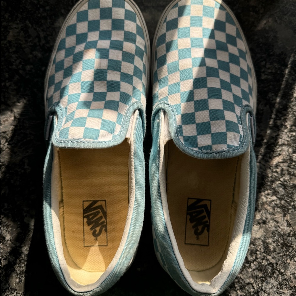 VANS Junior Classic Slip-On - Blue / White Checkerboard 4.5